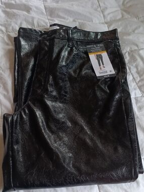 Black Faux Leather Pants with Tag